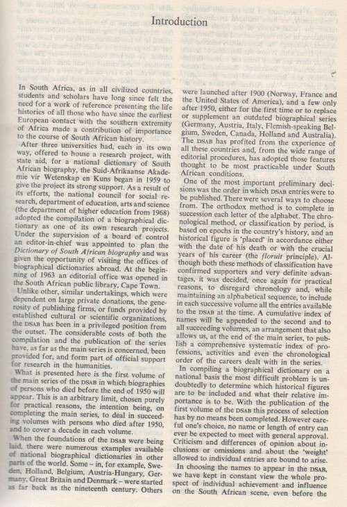 VOLUME I AND II , DICTIONARY OF SOUTH AFRICAN BIOGRAPHY - HUMAN SCIENCES RESEARCH COUNCIL