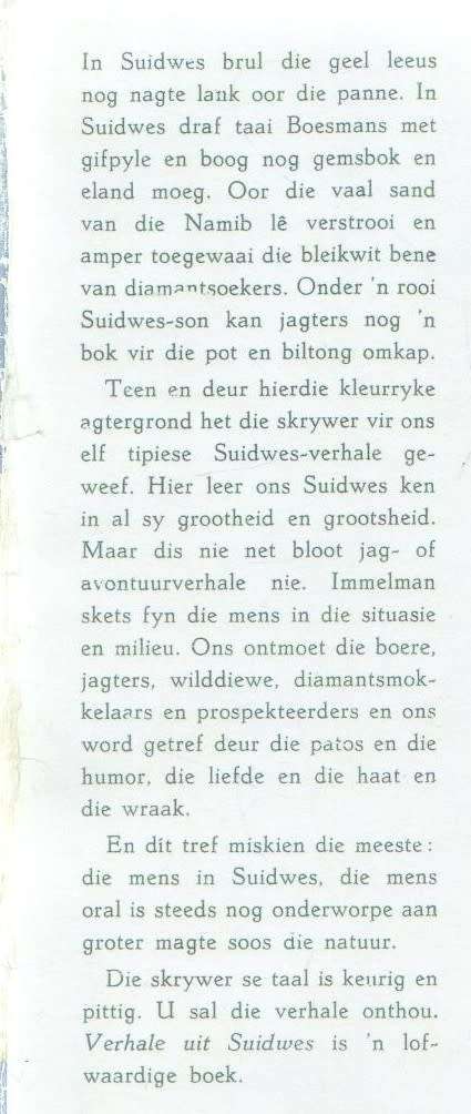 VERHALE UIT SUIDWES - DOC IMMELMAN (OUD)