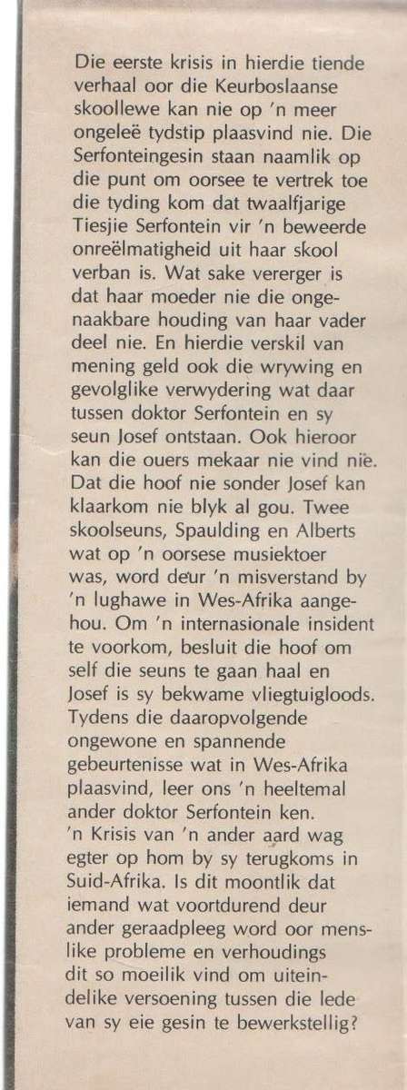 KRISIS OP KEURBOSLAAN ,NOMMER 10 - THEUNIS KROGH (1 STE UITGAWE 1974)