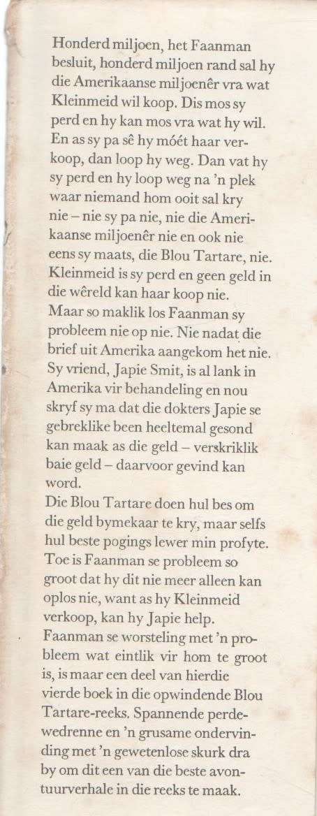 DIE RENPERD, DIE BLOU TARTARE NOMMER 4 - H S VAN BLERK (2 DE DRUK 1973)