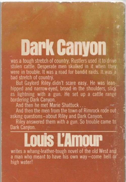 DARK CANYON - LOUIS LAMOUR (1972 - WESTERN)