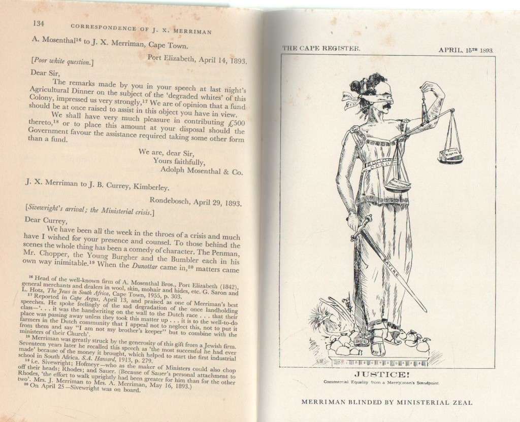 SELECTIONS FROM THE CORRESPONDENCE OF JOHN X MERRIMAN 1890 - 1898 - PHYLLIS LEWSEN (1963)VAN RIEBEEC