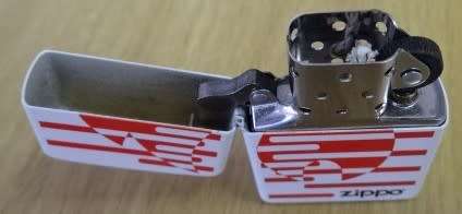 GENUINE ZIPPO WINDPROOF LIGHTER ( MADE IN USA - RED &WHITE )