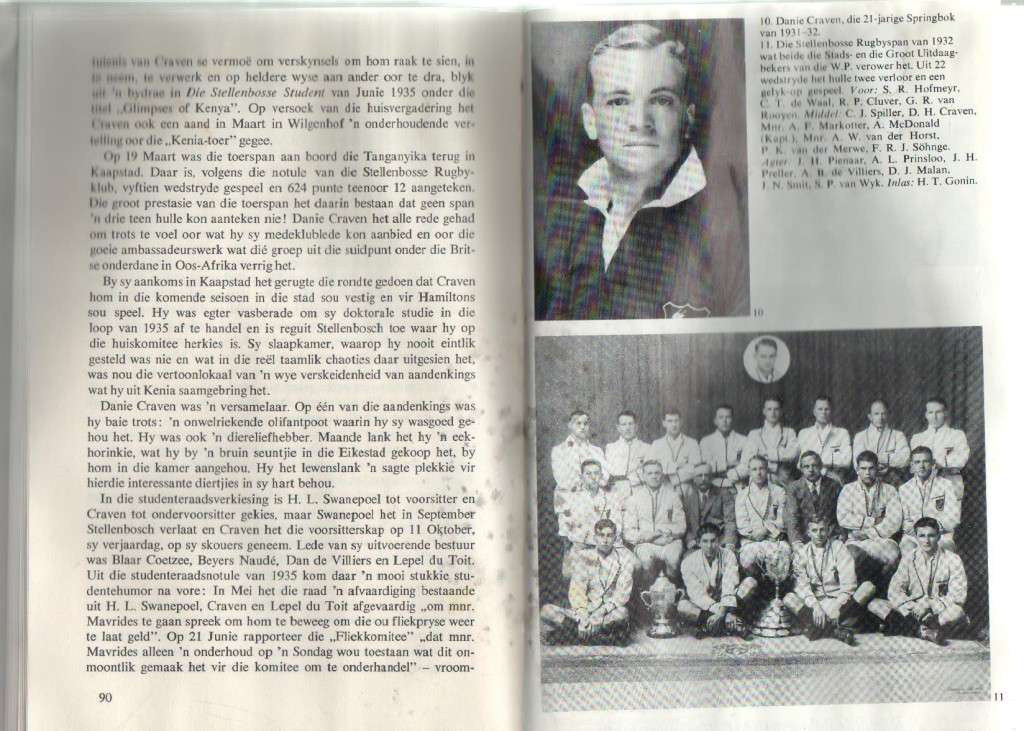 DANIE CRAVEN - BUN BOOYENS (1 STE UITGAWE 1975) RUGBY