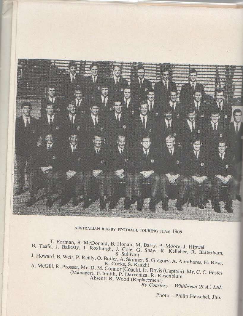 WALLABIES WITHOUT ARMOUR TOUR OF SOUTH AFRICA 1969 - MAXWELL PRICE (1969)