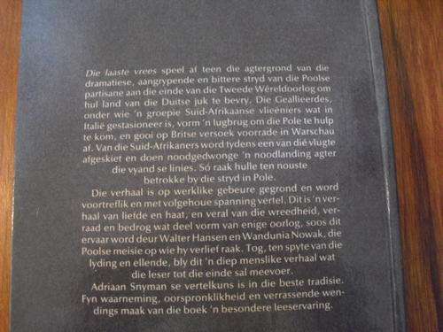 Die Laaste Vrees - Adriaan Snyman (eerste uitgawe 1985)