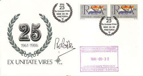1986 State President cover signed by P.W.Botha