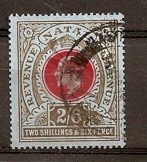 1910 Edward 2s6d Black on red on blue FU (SG 106)