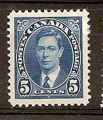1937/38 GV1 5c Blue FM  SG 361