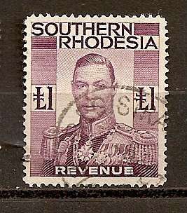 Southern Rhodesia 1924/29 GV1 1 Pound Purple FU