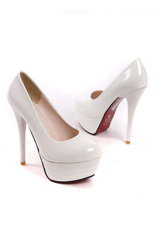 ****Killer Heel Platform Stiletto Pump in White/Black/Nude****