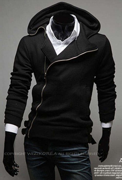 New Design Men's Smart Side Zip Sweater - Black/Grey