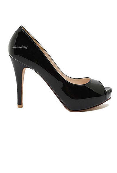 !! BLACK PEEP-TOE STILETTO PUMPS!!! Patent Leather(size 3-6)