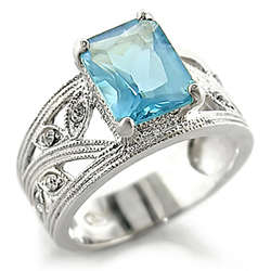 Aquamarine CZ Ring - Size 7