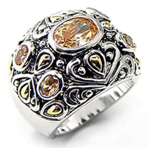 Champagne CZ Ring - Size 10 *ANTIQUE look*