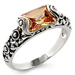 Champagne CZ - Ring Size 8 (Q) - Antique Style