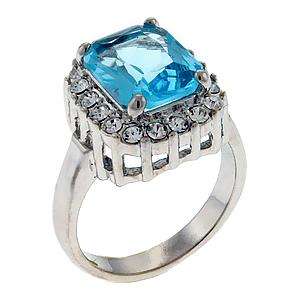 Radiant Auqamarine CZ Ring - Size 6 *MARCH Birthstone*