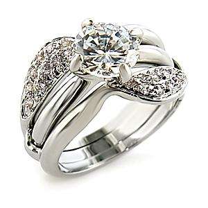 Clear CZ Wedding Ring Set - Size 8
