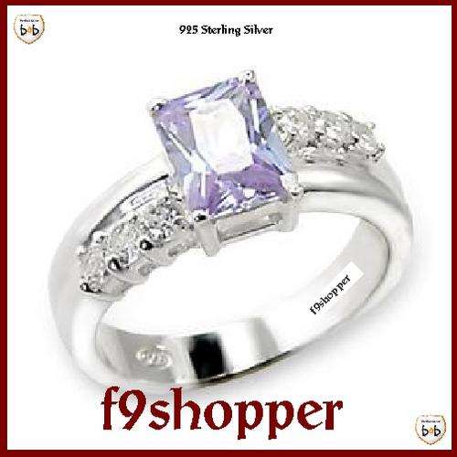 Amethyst CZ - Sterling Silver Ring - Size 9 (S)