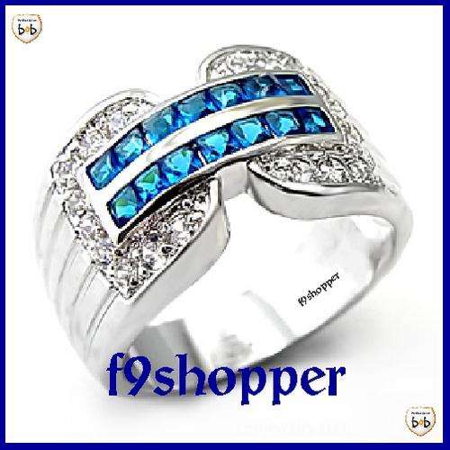 Sapphire Pearl Onyx CZ Ring - Size 9 (S)