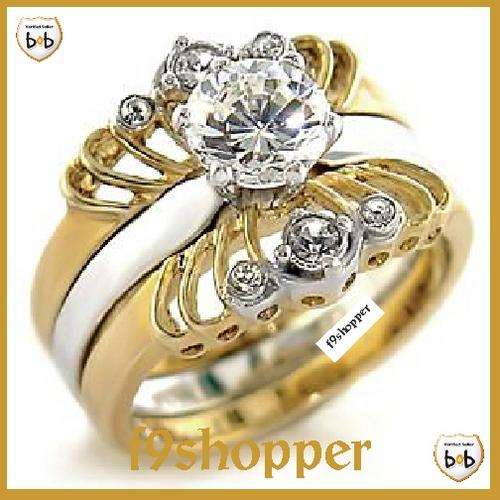 Clear CZ Wedding Ring Set - Size 7 (Equivalent to O)