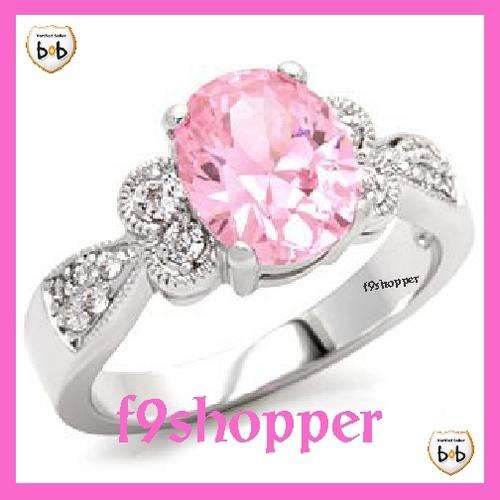 Pink Oval CZ Ring - Size 9 (S)