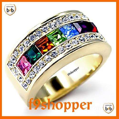 Multicolor Swarovski Crystals Ring - Size 10 (T1/2)