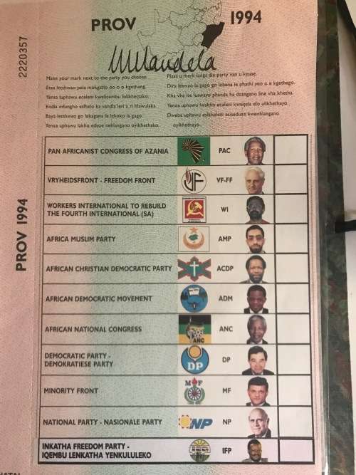 Nelson Mandela Signed 1994 Election Ballot with COA