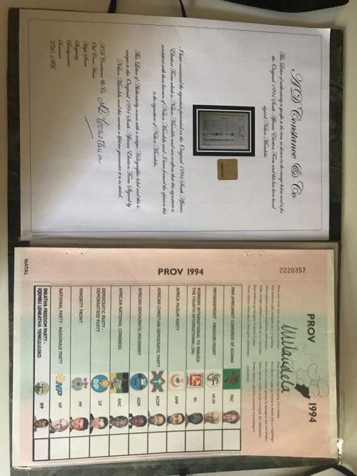 Nelson Mandela Signed 1994 Election Ballot with COA