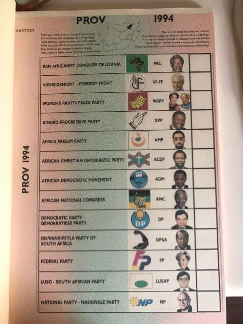 1994 Election Ballot PWV complete book with 100 Ballots(Separate IFP stickers included)