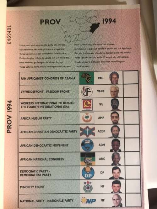 1994 Election Ballot KZN complete book with 100 Ballots(Separate IFP stickers included)