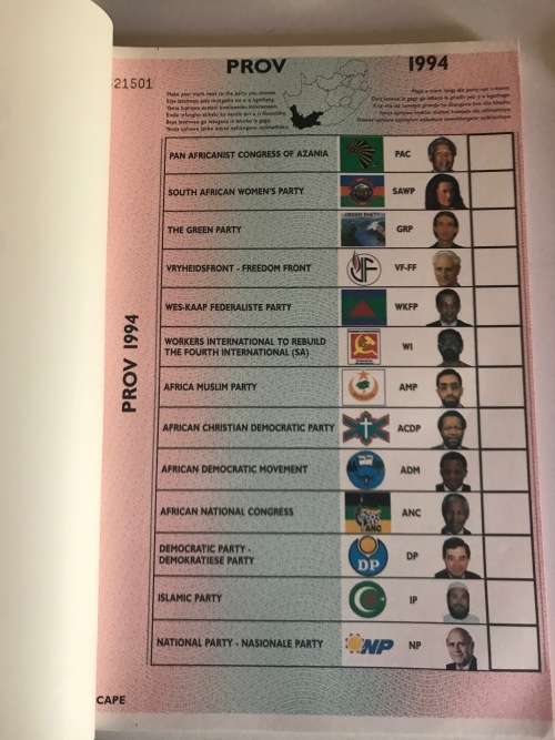 1994 Election Ballot WC complete book with 100 Ballots(Separate IFP stickers included)