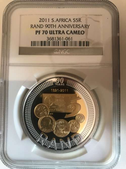 2011 South Africa S5R Rand 90th Anniversary PF70 Ultra Cameo