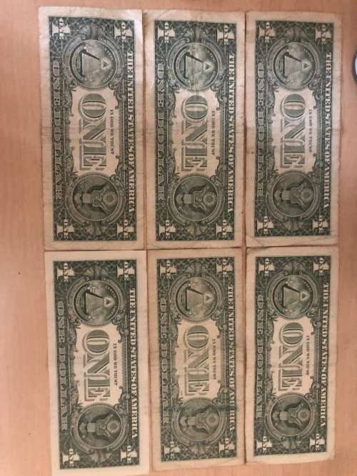 6 USA 1 Dollar bills up for grabs