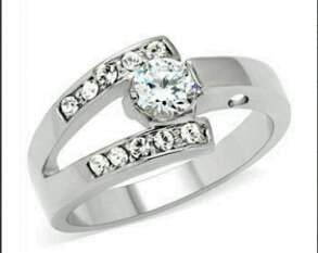 CZ Stainless Steel Engagement Ring  size 9