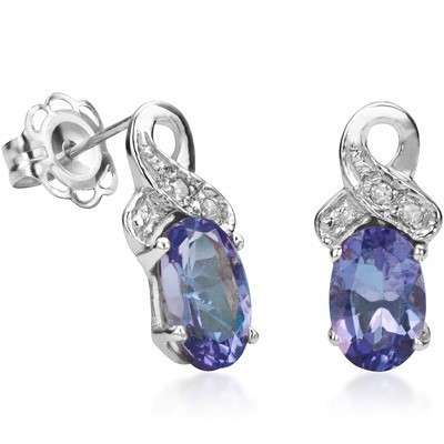 FREE Shipping with fastway couriers   GEORGEOUS 0.85 CT GENUINE TANZANITE & 2  PIECE DIAMOND EARINGS
