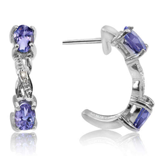FREE shipping with fastway couriers GEORGEOUS 0.63 CT GENUINE TANZANITE & 2  PIECE DIAMOND EARINGS