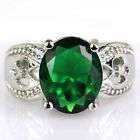 Emerald Silver Ring    Size 7