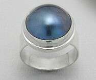 Fresh water pearl ring in solid sterling silver   SIZE 8