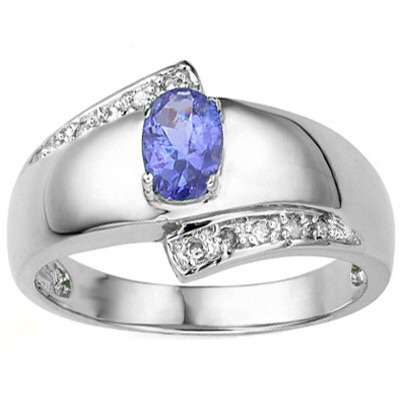 GEORGEOUS 0.419 CT GENUINE TANZANITE & DIAMOND  RING   SIZE 7