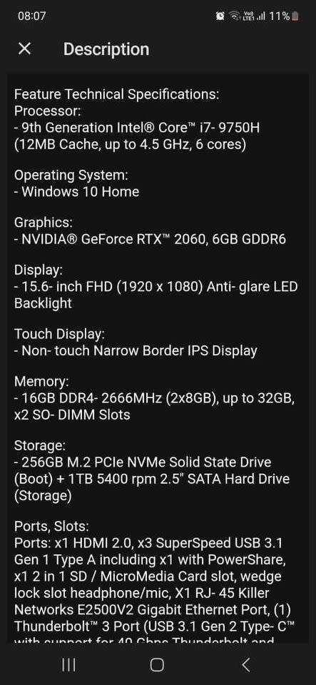 Dell G5 Core i7 Nvidia RTX 2060 Gaming Laptop