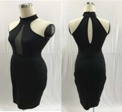 Sleeveless Midi Bodycon Mesh Dress Backless black S, M, L & XL