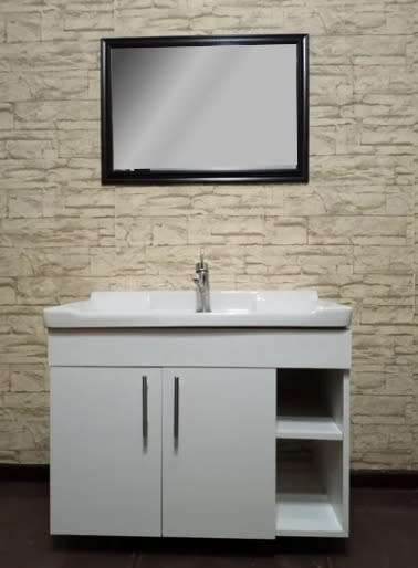 Floating  2 Door + Shelfs Bathroom Vanity 80cm -  Cabinet & Basin