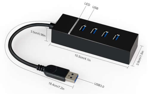 New USB 3.0 Hub 4 port  High Speed Data Cable Adapter
