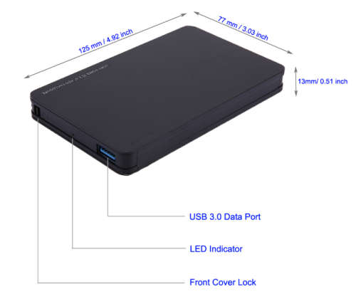 USB 3.0 SATA Enclosure for 2.5" SATA HDD/SSD