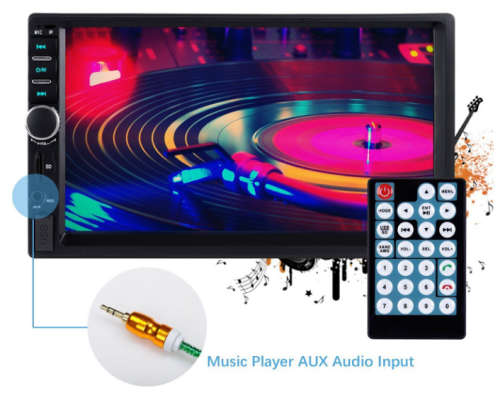 7"inch Touch Screen Stereo Bluetooth 12V 2 Din FM ISO Power Aux Input Auto MP5 Player SD US