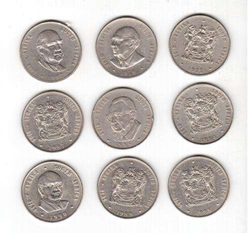 Lot of South African One Rand Coins. Please see scans for details