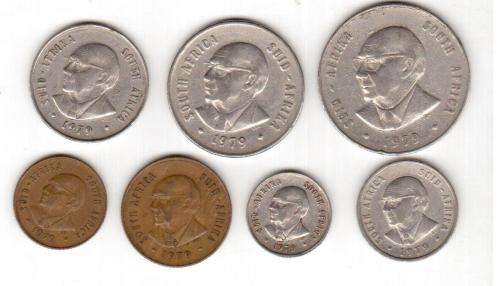 President Deiderichs. Set of coins. One Cent to One Rand,1979, condition as per scans