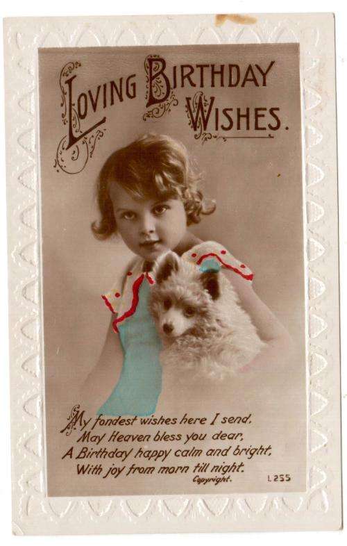 Vintage Post Card. Loving Birthday Wishes. See scans for details