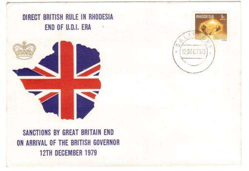 Rhodesia FDC.DIRECT BRITISH RULE IN RHODESIA..dd. 12 Dec 1979, 5 cents see scans for details